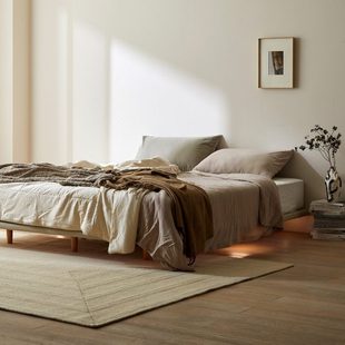 支吾空空悬浮床现代简约卧室双人床实木床架1.8米1.5米排骨架大床