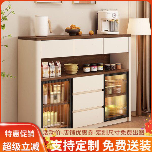 法式中古风厨房餐边柜靠墙一体客厅多功能厨房储物柜边柜置物柜子