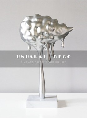 现代创意水滴云朵摆件售楼部样板D间书房客厅电视柜工艺软装饰品