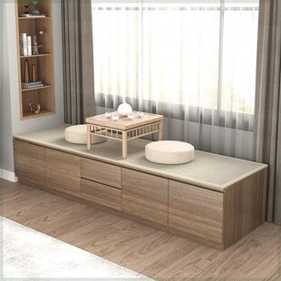 飘窗柜可坐人实木阳台储物柜飘窗柜可坐长条柜卧室榻榻米窗台地柜