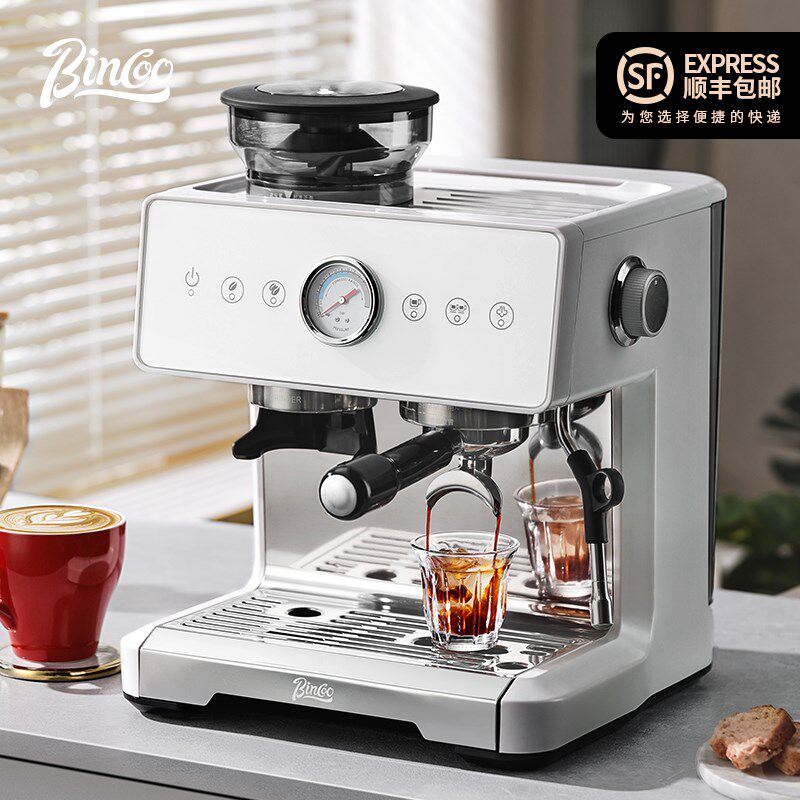 Bincoo意式浓缩咖啡机双锅炉A打奶泡商用小型家用半自动研磨一体
