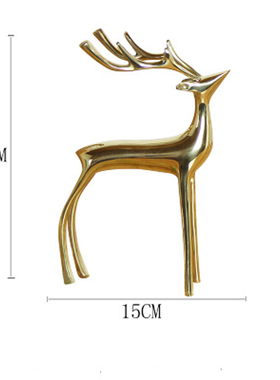 新中式样板房客厅玄关梅花鹿招财金鹿摆件新古典售楼X处软装陈列