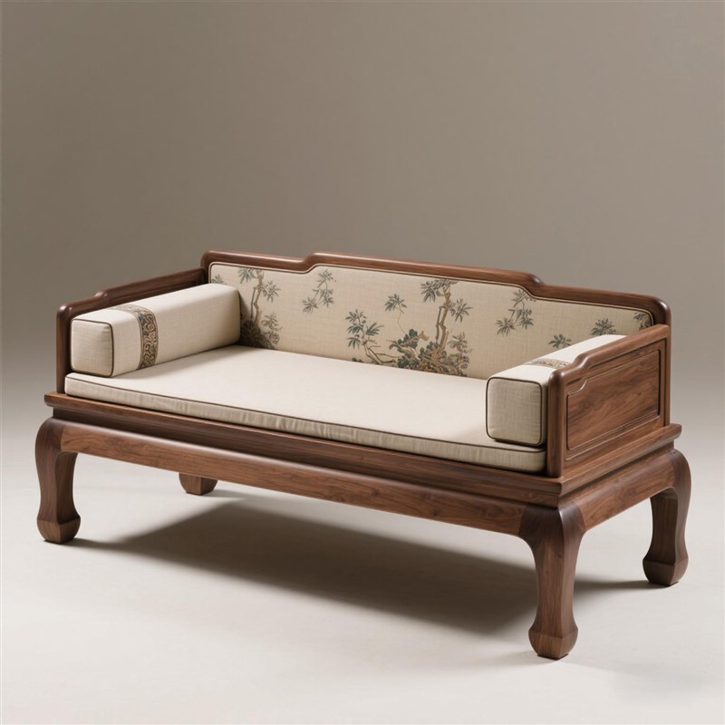 宋氏美学黑胡桃木罗汉床2s025新款高端禅意家用客厅实木沙发罗汉