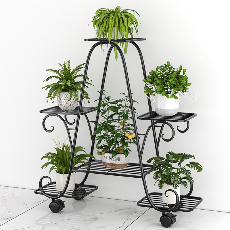 铁艺花架子多层落k地式可移动室内阳台客厅置物架家用绿萝花盆托