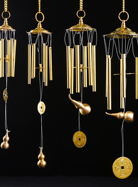金属纯铜麒麟风铃k六管纯黄铜管窗台阳台大门悬挂式家居饰品挂摆