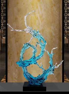 招财水花抽象摆件装饰艺术品酒店大堂客厅创O意雕塑大型落地售楼
