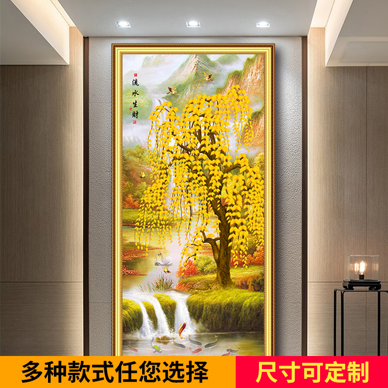 自粘3d立体墙贴发m财树客厅玄关装饰画贴纸防水走廊尽头过道贴画图片