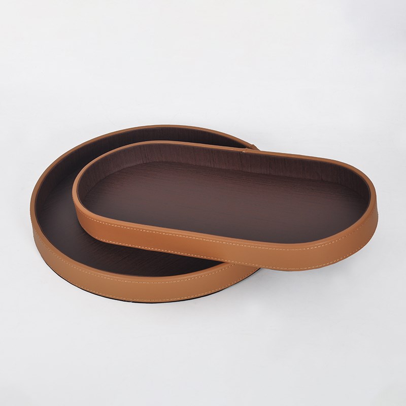 轻奢现代简d约纸板皮革托盘摆件样板房售楼处创意桌面软装饰品摆