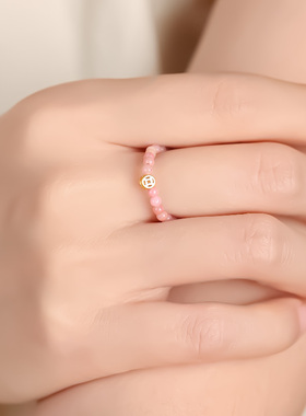 红纹石钱币戒指紫水晶y戒指珠松紧指环水晶戒指