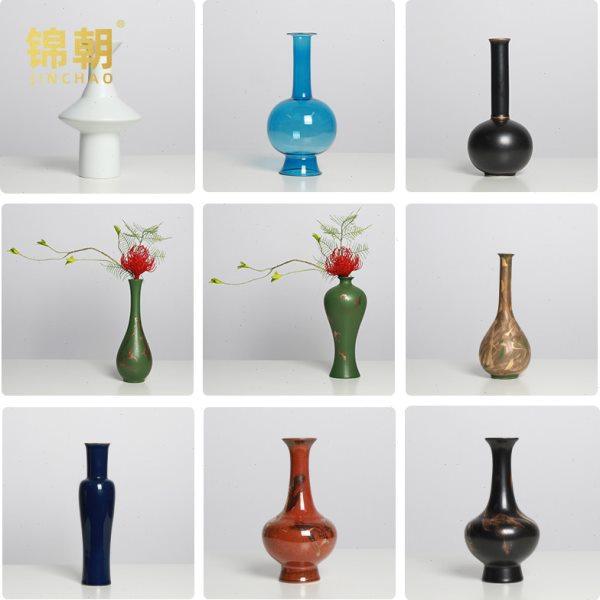 新中式陶瓷琉璃玻璃细口复古禅意花瓶摆件设样板间售楼处书房茶室,家居饰品,花瓶,淘宝优惠券,粉丝福利购,淘宝优惠卷