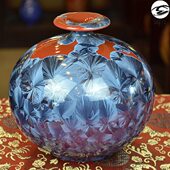 小号简约现代陶瓷窑变天地方圆红结晶釉工艺品花瓶装 包邮 饰品摆件