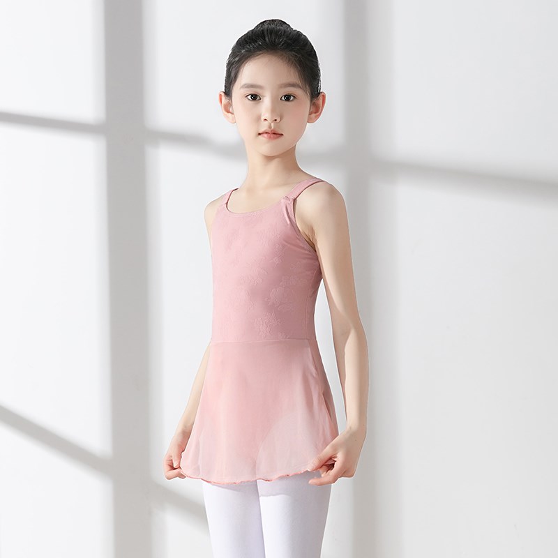 夏季宽肩带连体裙芭蕾舞练功艺考形体女童体操考级民族舞蹈服套装