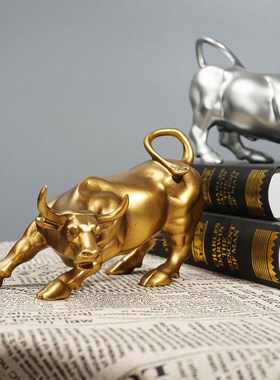 摆件牛铜牛办公室华尔街品工艺气冲天装饰客厅P黄铜纯铜家居生肖