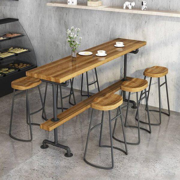 高脚桌子北欧实木靠墙简约吧台桌椅组合家用阳台个性酒吧吧台桌小