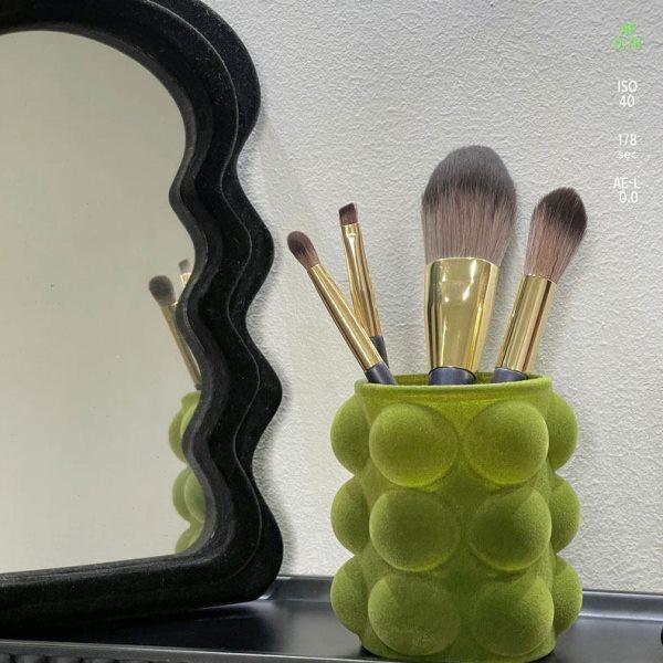 刷子化妆刷收纳筒复古橄榄绿丝绒桌面笔筒眉笔收纳盒梳妆台装饰品,收纳整理,化妆刷收纳盒/桶,淘宝优惠券,粉丝福利购,淘宝优惠卷