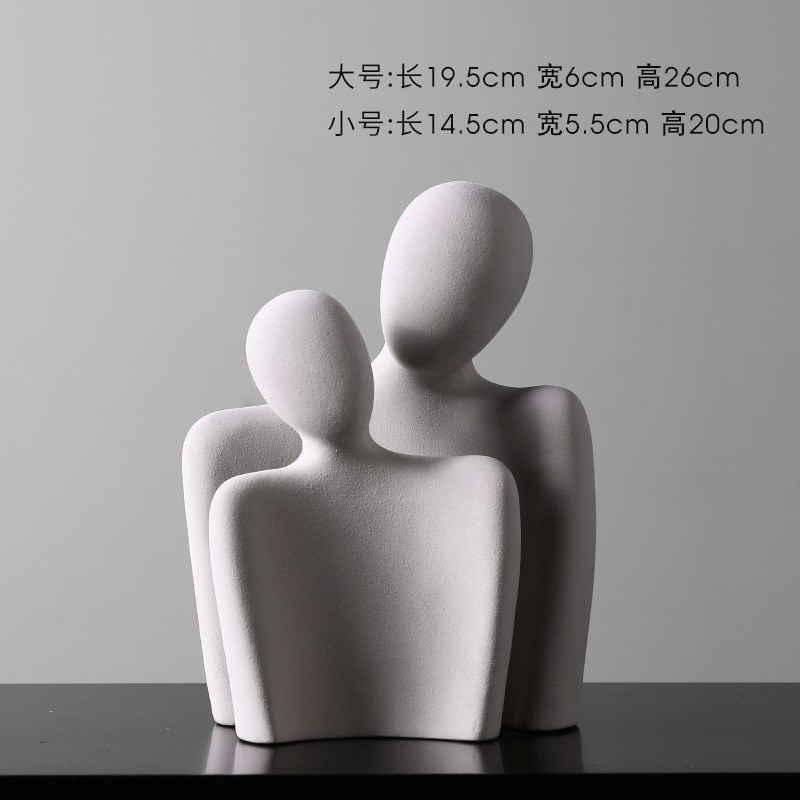 抽象艺术人物拥抱陶瓷摆件创意客厅E电视柜玄关办公室桌面软装饰