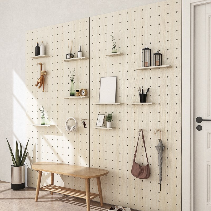 实木家用洞洞板墙壁n宿舍厨房浴室墙上置物架隔板壁挂收纳架孔洞