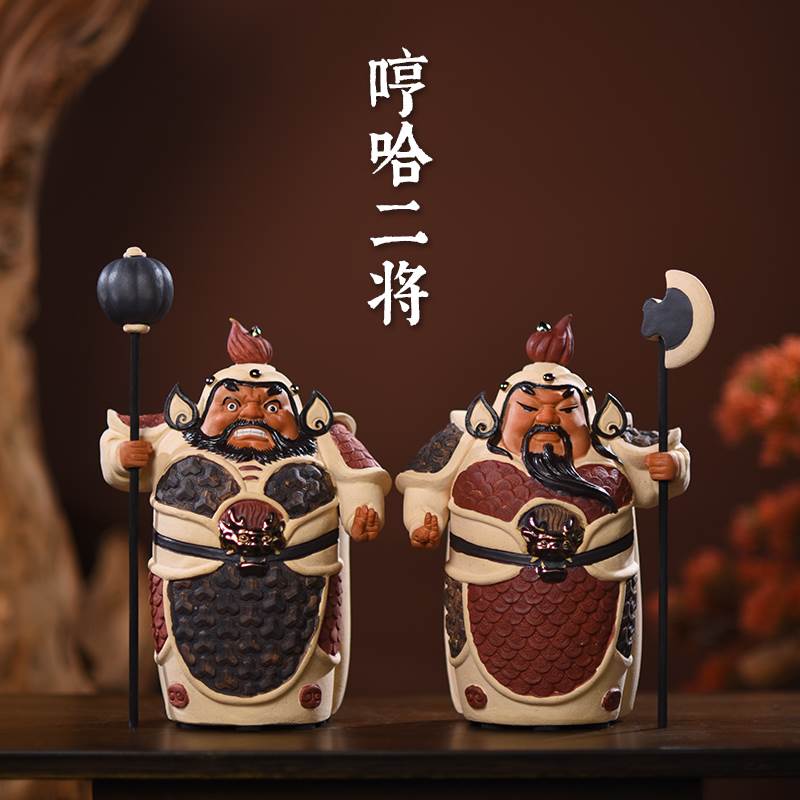 门神哼哈二将摆件装饰大门家x居尉迟恭玄关中式客厅将门大力士护