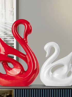 天鹅摆件b陶瓷工艺品现代简约家居客厅酒柜卧室网红轻奢创意装饰