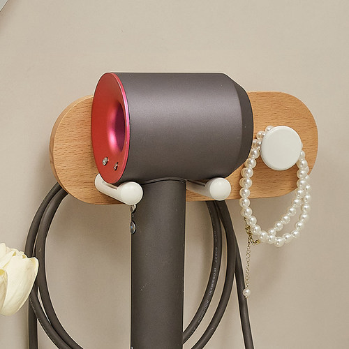 吹风机置物架奶油风免打孔浴室电吹风架卫生N间风筒挂收纳架子白