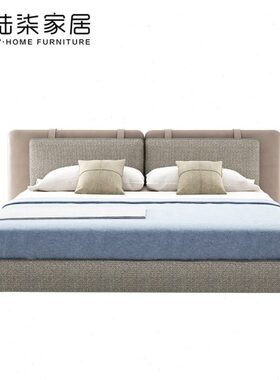 陆柒家居  轻奢意式现代 靠包可拆洗1.8米布艺床 可定制