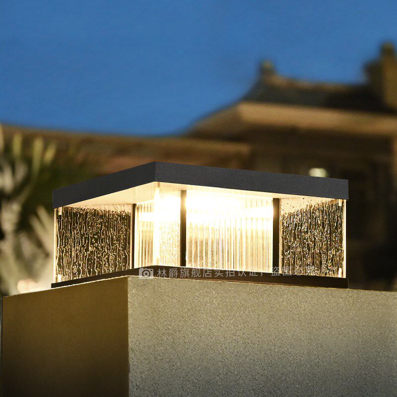 太阳能柱头e灯户外防水庭院围墙门柱灯别墅大门口柱子现代灯接电