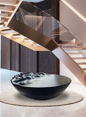 酒店雕塑摆件水波纹玻璃钢底座A别墅售楼处大型落地大堂装饰品定