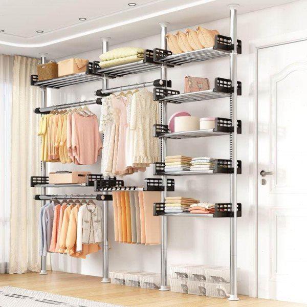 顶天立地晾衣架落地家用挂衣架免打孔可伸缩晾衣杆简易衣柜置衣架,收纳整理,衣帽架,淘宝优惠券,粉丝福利购,淘宝优惠卷