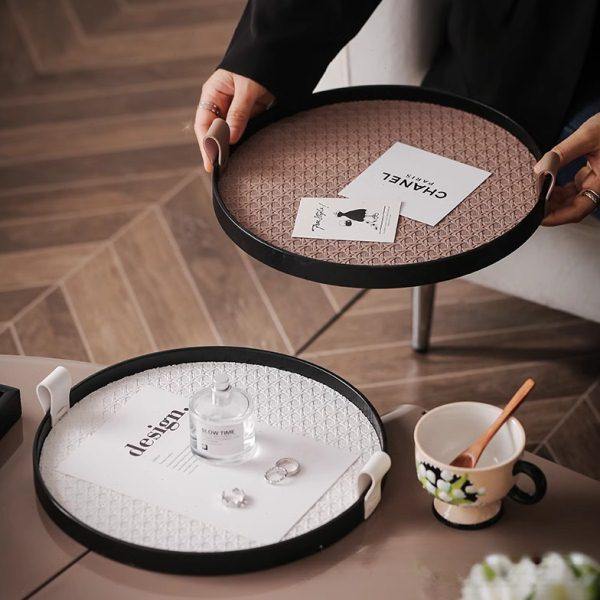 轻奢皮质首饰入户玄关收纳盘子高档黑色皮革香薰托盘法式饰品摆件,家居饰品,香薰托盘,淘宝优惠券,粉丝福利购,淘宝优惠卷