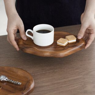 云朵咖啡木托盘家用咖啡点心盘实木质下午茶水杯盘椭圆盘