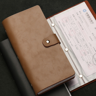 定期存单收纳本牛皮票据银行存单夹真皮收纳多功R能存折卡一体卡