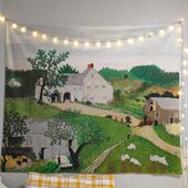 摩西奶奶清新风景背景布美式 饰挂布挂毯 田园卧室宿舍治愈系墙面装