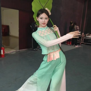 小荷叶舞蹈服荷叶翩翩莲叶翩翩演出服古典舞如梦令表演服荷花道具