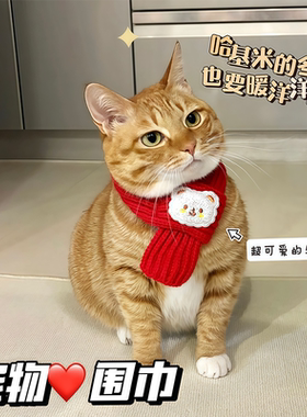 猫咪新年围巾保暖宠物围脖红色小狗围巾中国风喜庆可爱配饰装饰品