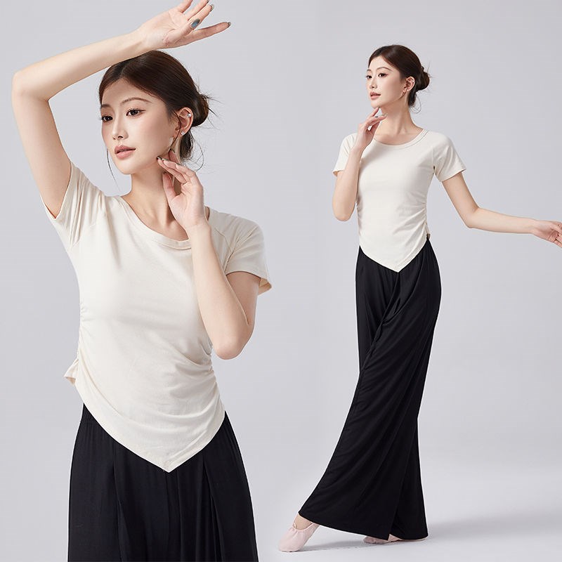 舞蹈练功服一整套练功服上衣现代舞套装圆领长袖女中国舞古典舞新