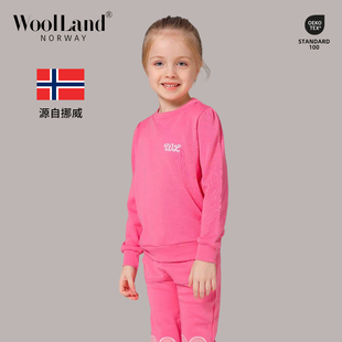 挪威WoolLand美利奴羊毛速干衣女童套装吸湿排汗儿童运动冬季内搭