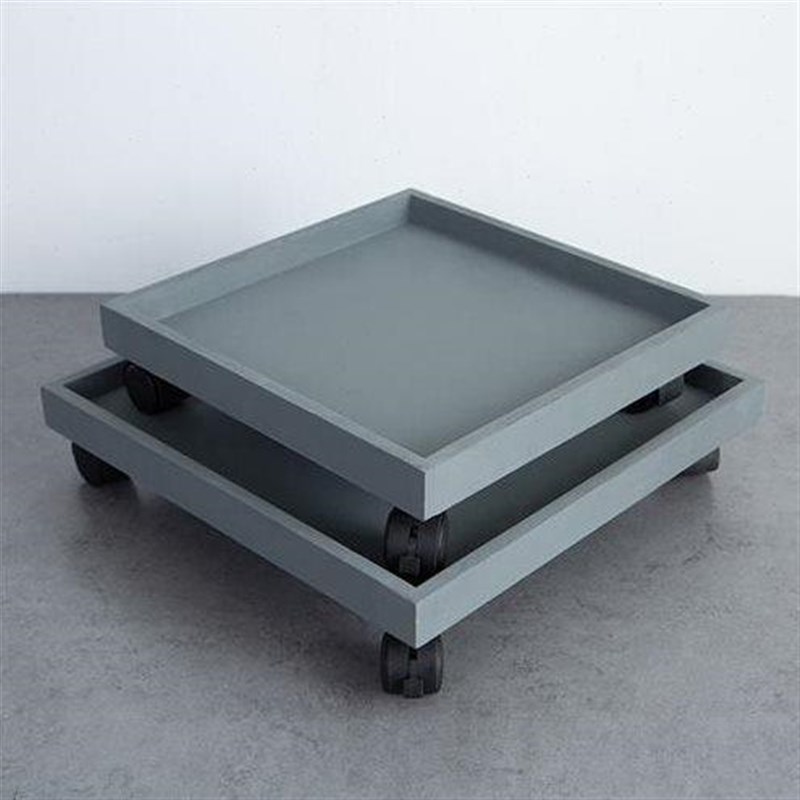 仿水泥移动托盘花盆接水盘v底盘座灰色正方形带滑轮子轱辘向北欧