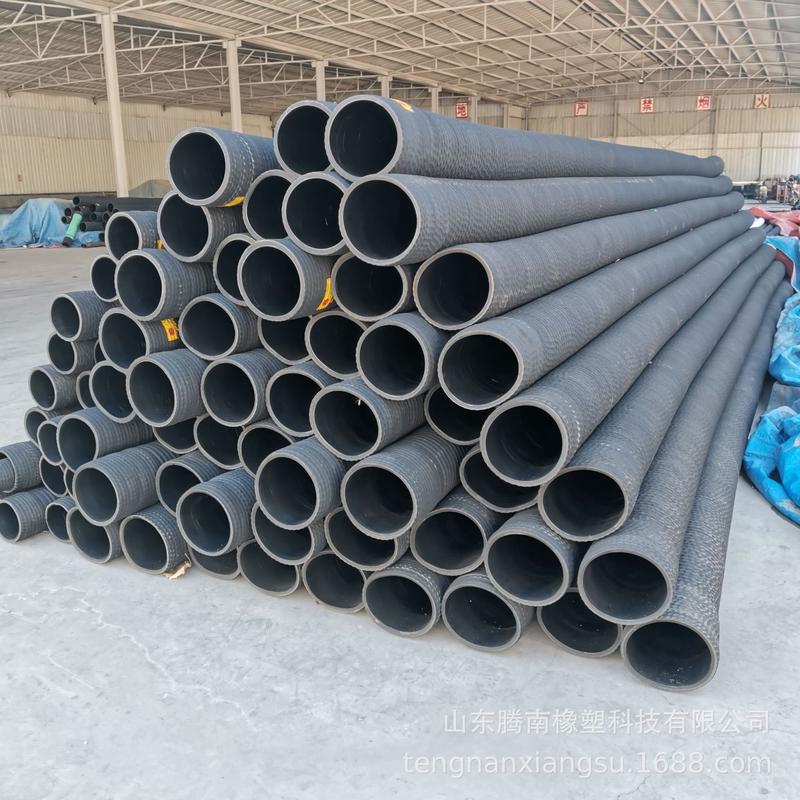 橡胶管大口径法兰橡胶管吸排水吸砂钢丝缠绕胶管钢U丝骨架吸排胶