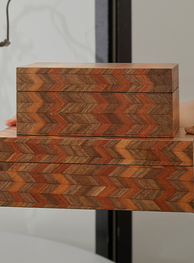 自然诧寂风软装饰k品民宿酒店装饰柜子开放格上摆件收纳盒装饰盒