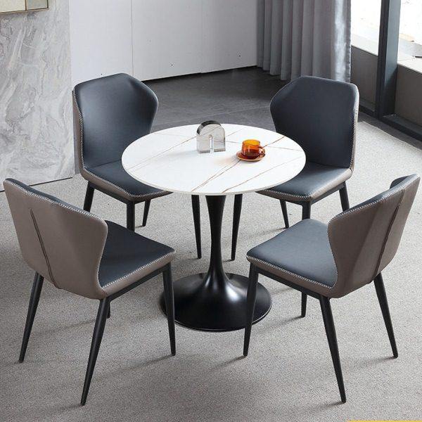 岩板洽谈桌椅组合轻奢谈判接待黑色一体商务售楼处阳台小圆桌餐椅,住宅家具,岩板餐桌,淘宝优惠券,粉丝福利购,淘宝优惠卷