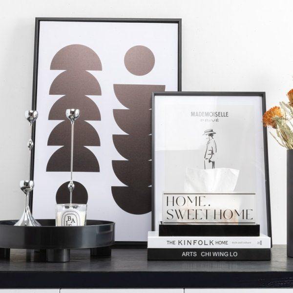 样板间银色水滴烛台摆件家用氛围感托盘装饰画软装卧室装饰品道具,家居饰品,家饰软装搭配套装,淘宝优惠券,粉丝福利购,淘宝优惠卷