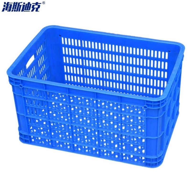 海斯迪克HKCL-92塑料周转筐收纳快递框6I80筐长条孔3#蓝外尺寸67
