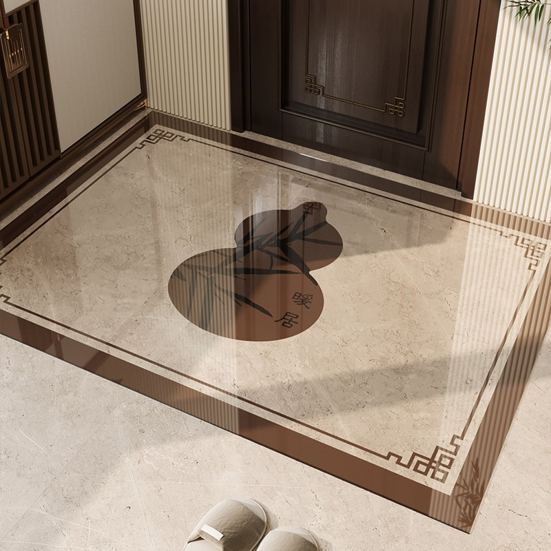 入户地垫软玻璃透明国风中式u2025新款免洗可擦门垫可裁剪定制地