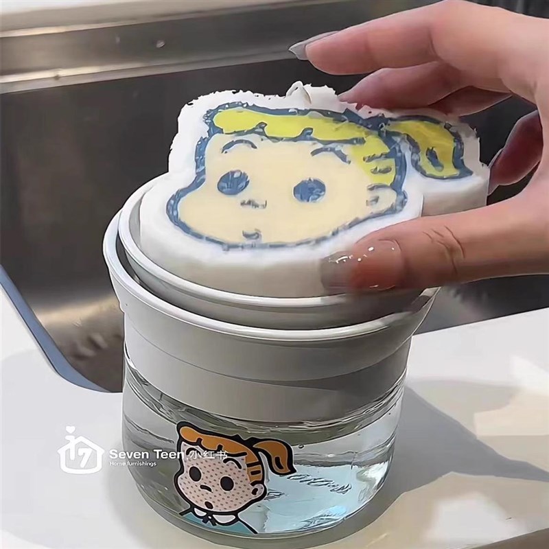 洗洁精按压器分装k瓶厨房洗涤剂玻璃收纳瓶起泡器抹布沥水厨房好