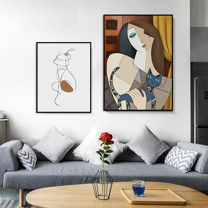 现代简约客厅装饰画沙发背景墙组合壁画北欧餐R厅卧室床头人物挂图片