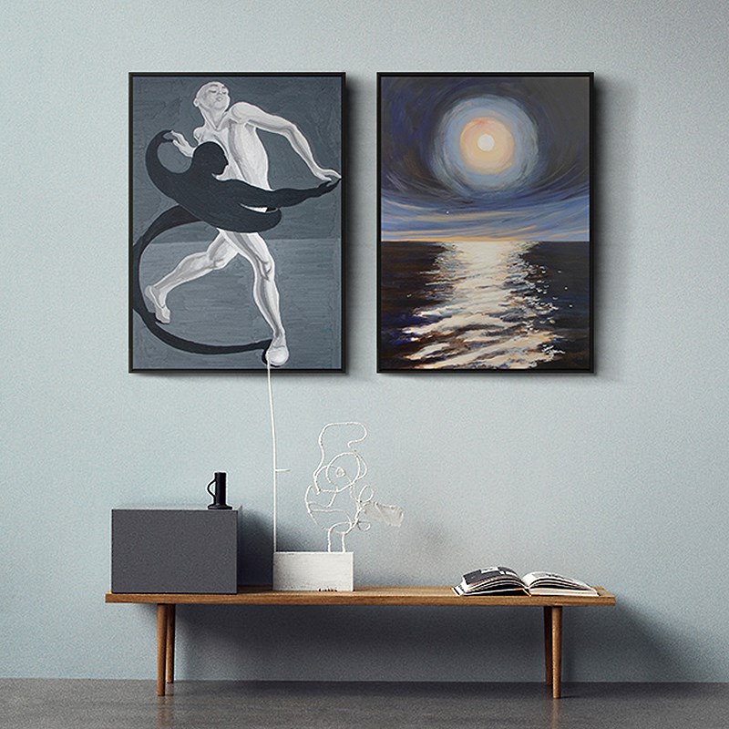 现代简约艺术装饰画客餐厅样板间挂画个性工N作室墙画玄关走廊壁图片