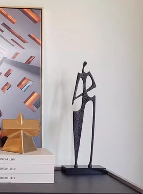 复古创意铸铁人物雕塑摆件u抽象艺术客厅玄关壁龛电视柜现代装饰