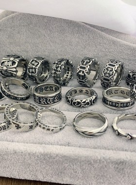 潮酷永恒对戒十字架戒指复古男女尾戒H嘻哈原创痞帅高级感轻奢指