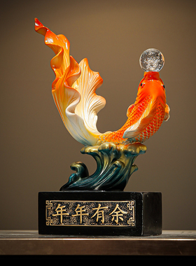 年年有余办公室创意n锦鲤鱼招财摆件玄关酒柜电视柜如鱼得水装饰
