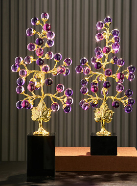 轻奢高档紫水晶葡萄摆件家居客厅玄关装饰K品酒柜办公室桌面工艺